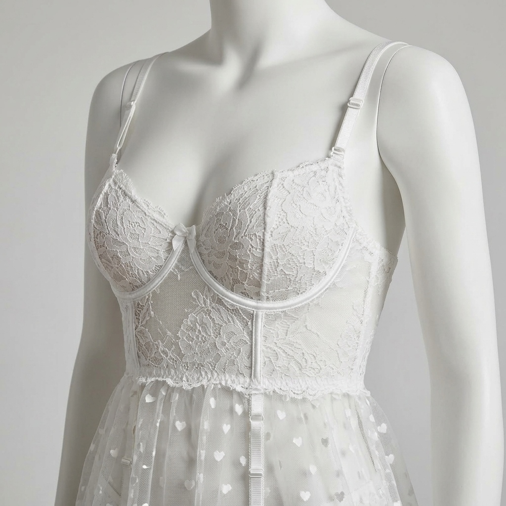 Witte kanten lingerieset voor  - Babydoll Chemise Night recensie en prijs