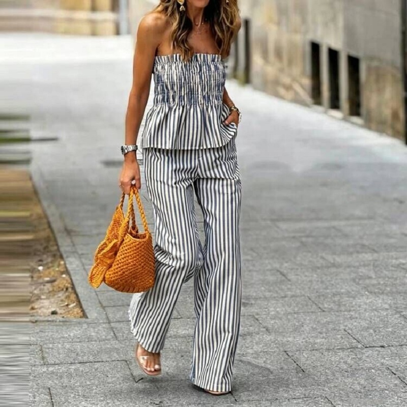 Zomerse gestreepte print vakan - Strapless Bra Backless recensie en prijs